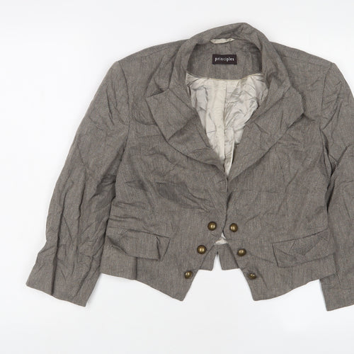 Principles Womens Brown Jacket Blazer Size 12 Hook & Eye