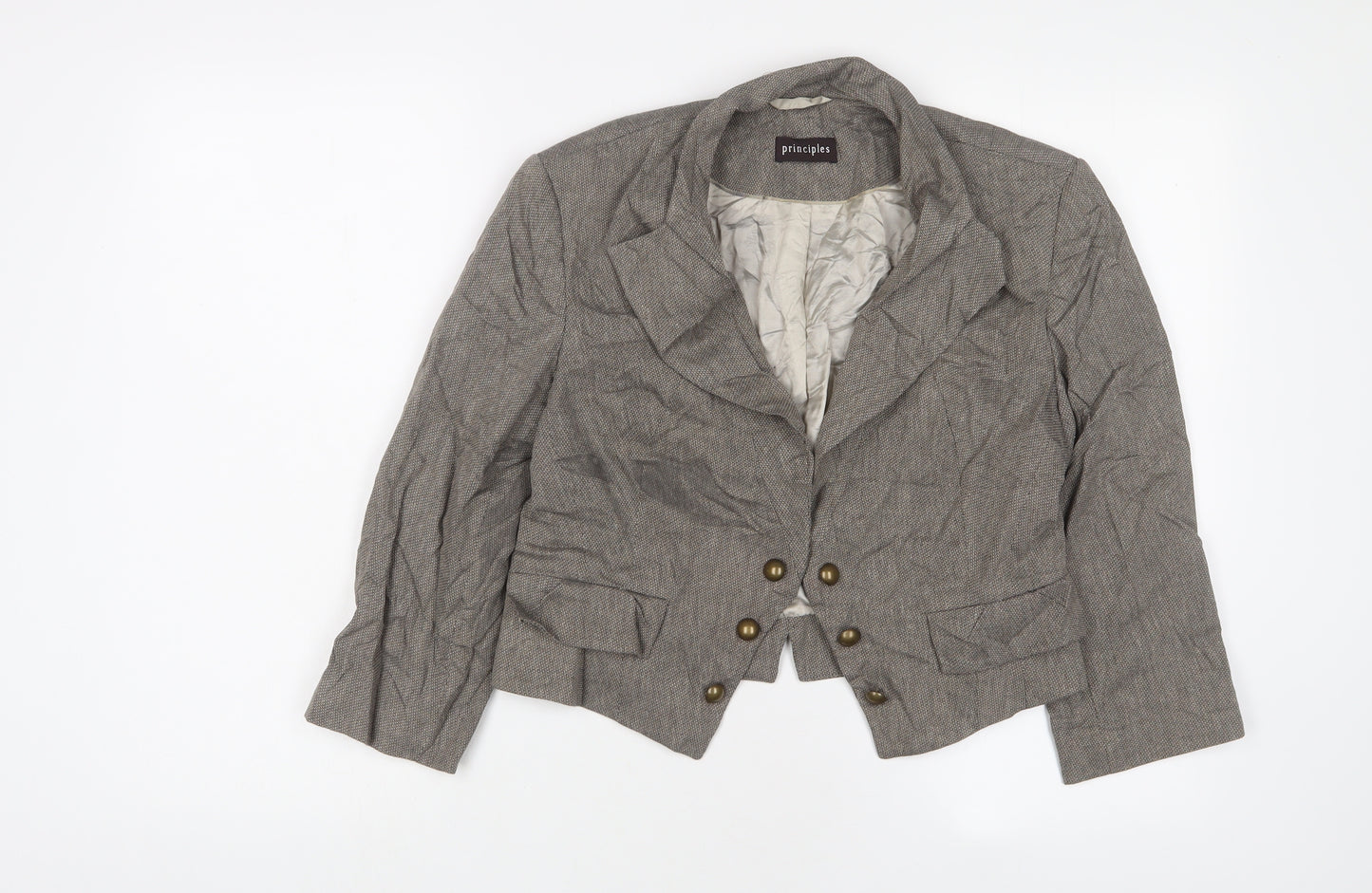 Principles Womens Brown Jacket Blazer Size 12 Hook & Eye