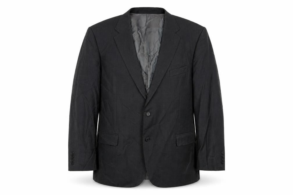 Front view of Marks & Spencer men’s grey wool jacket suit jacket, size 48, regular