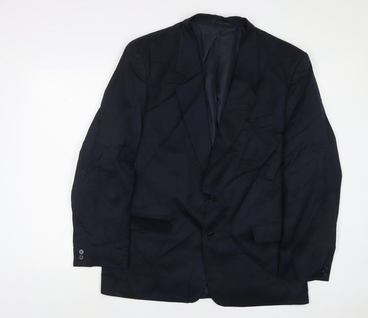 Classic Mens Blue Polyester Jacket Suit Jacket Size 42 Regular