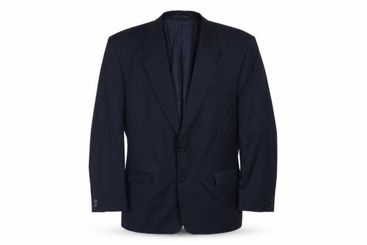 Front view of Classics men’s blue polyester jacket suit jacket, size 42, regular