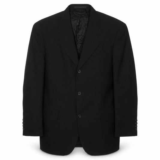 Front view of Uptown men’s black polyester jacket suit jacket, size 42, regular