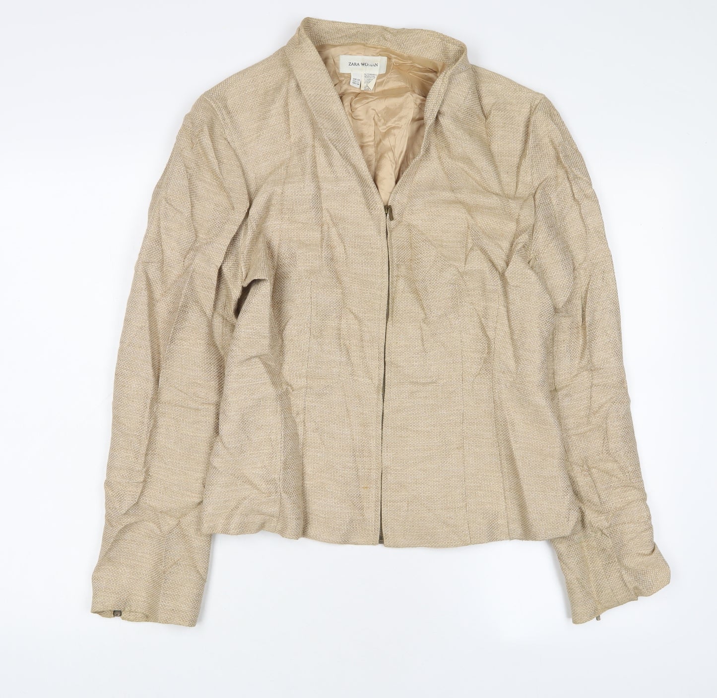 Zara Womens Beige Jacket Size 16 Zip