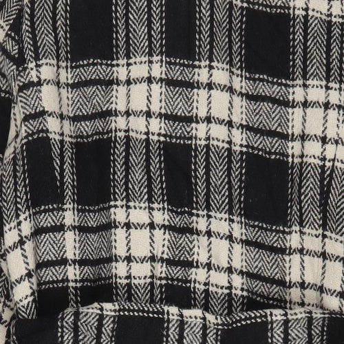 EWM Womens Black Plaid Overcoat Coat Size 16 Button - Belted