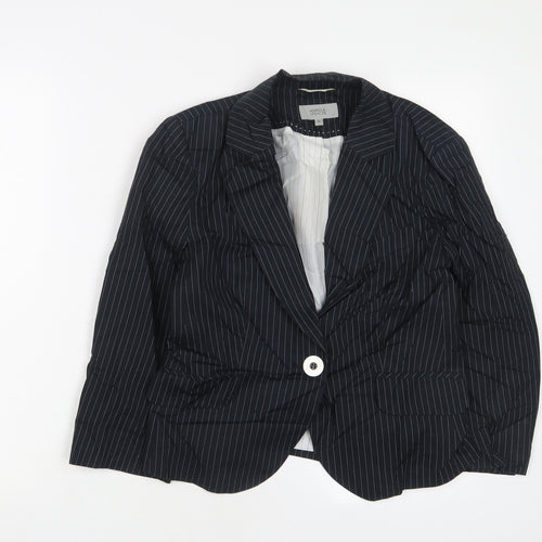 Marks and Spencer Womens Blue Striped Jacket Blazer Size 12 Buckle