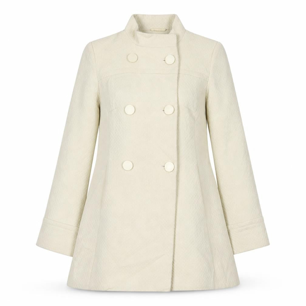 Front view of Todayswomen women’s beige jacket, size UK 8, button