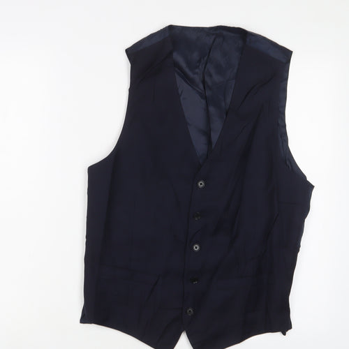 Hawes & Curtis Mens Blue Wool Jacket Suit Waistcoat Size 42 Regular