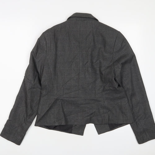 Marks and Spencer Womens Grey Plaid Jacket Blazer Size 14 Button