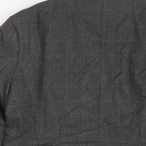 Marks and Spencer Womens Grey Plaid Jacket Blazer Size 14 Button