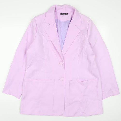 Boohoo Womens Purple Jacket Blazer Size 10 Button