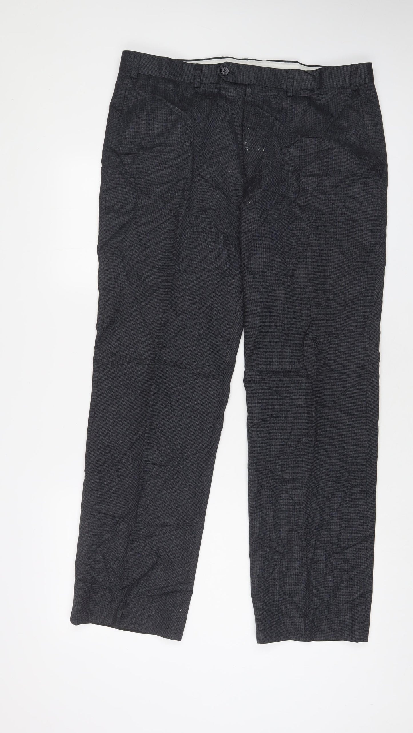 Marks and Spencer Mens Blue Polyester Trousers Size 36 in L31 in Regular Zip