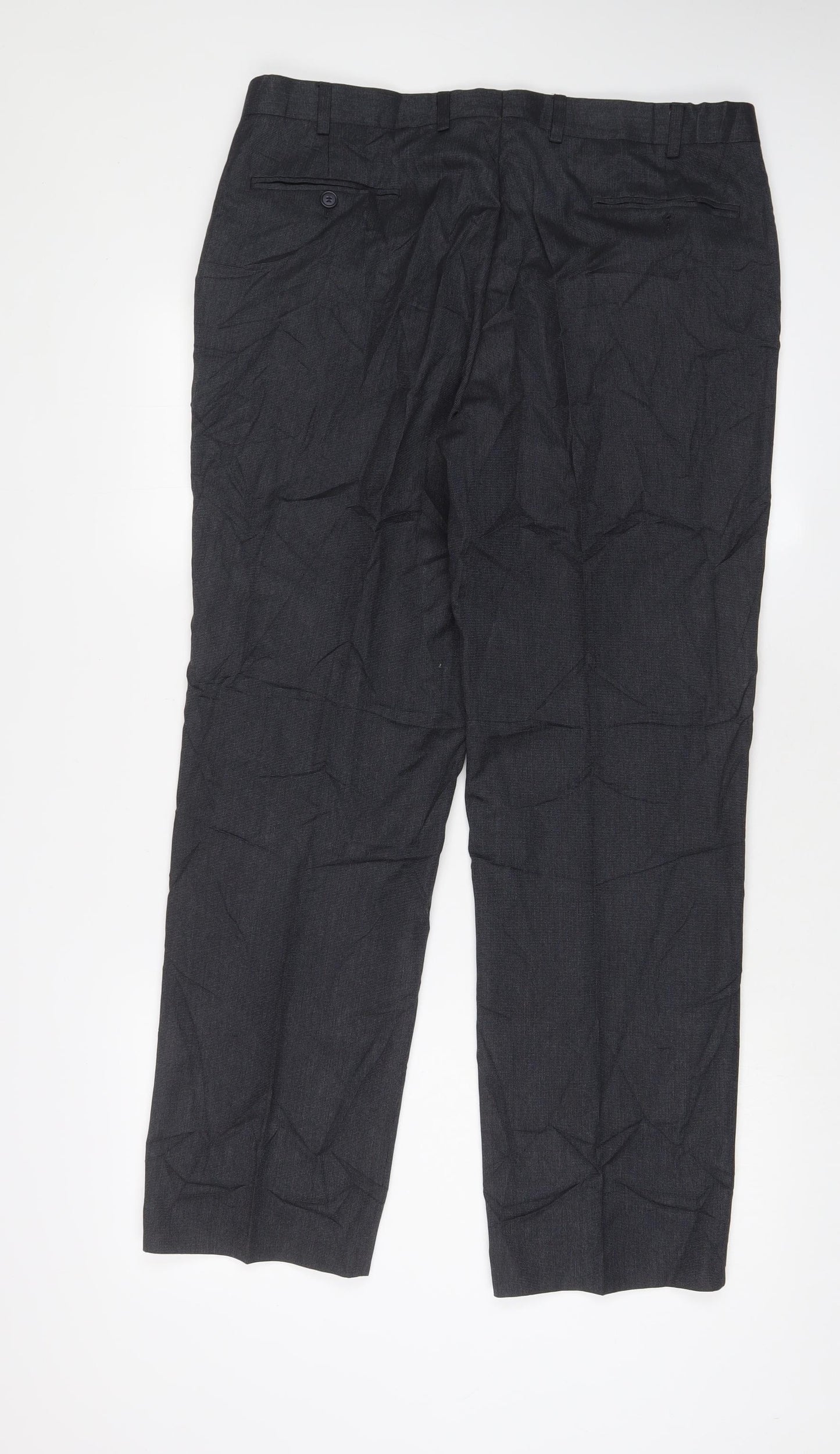 Marks and Spencer Mens Blue Polyester Trousers Size 36 in L31 in Regular Zip