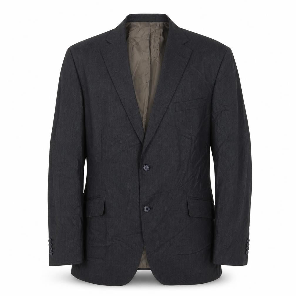 Front view of Marks & Spencer men’s blue polyester jacket suit jacket, size 44, regular