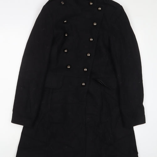 South Womens Black Overcoat Coat Size 12 Button