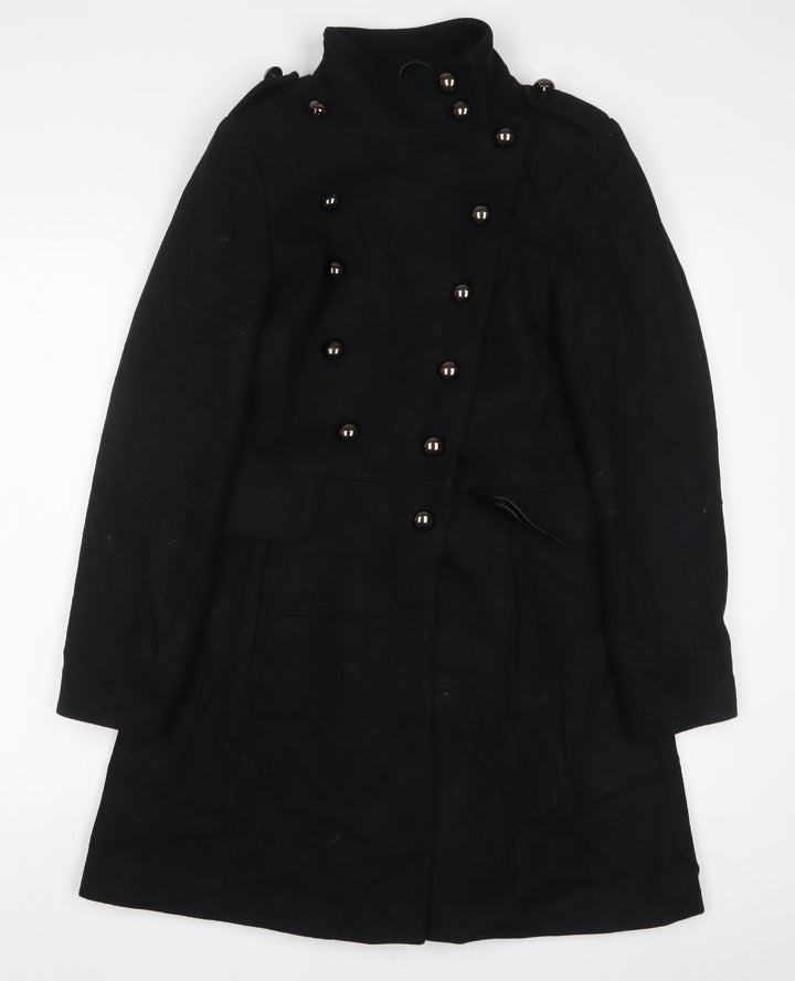 South Womens Black Overcoat Coat Size 12 Button