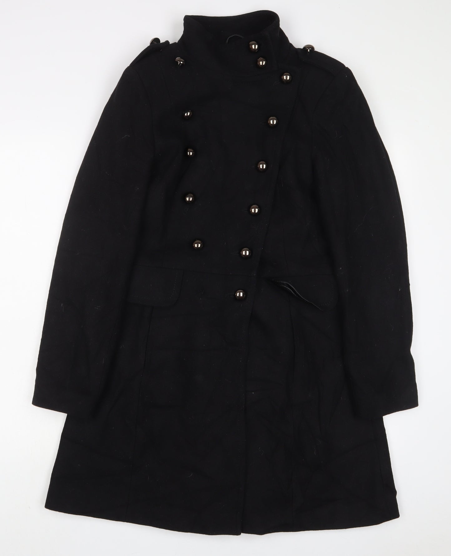 South Womens Black Overcoat Coat Size 12 Button