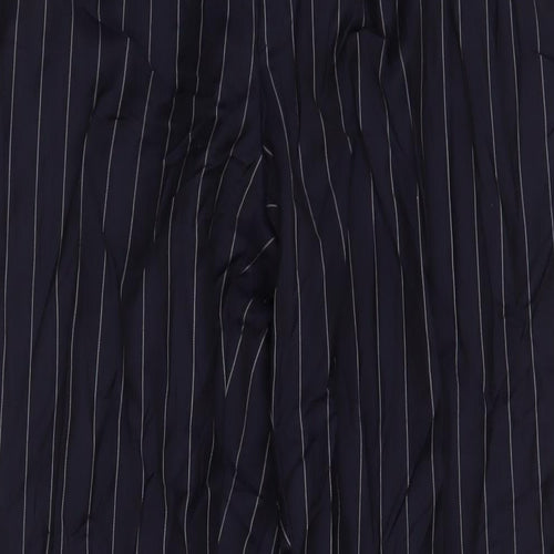 T.M.Lewin Mens Blue Striped Wool Trousers Size 42 in L32 in Regular Hook & Eye