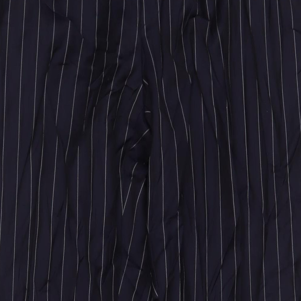 T.M.Lewin Mens Blue Striped Wool Trousers Size 42 in L32 in Regular Hook & Eye
