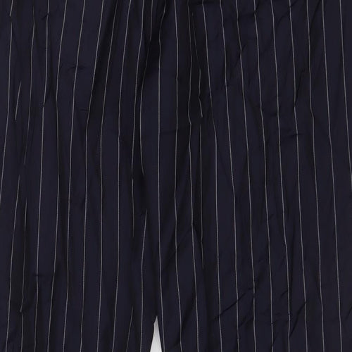 T.M.Lewin Mens Blue Striped Wool Trousers Size 42 in L32 in Regular Hook & Eye