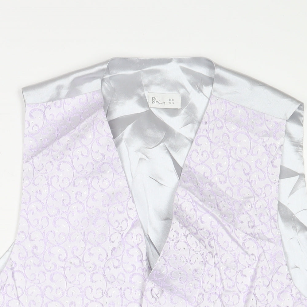 BHS Mens Purple Fair Isle Polyester Jacket Suit Waistcoat Size 44 Regular - Embroidered