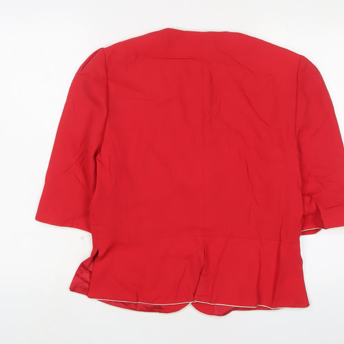 Hardob Womens Red Jacket Blazer Size 14 Button - Embroidered