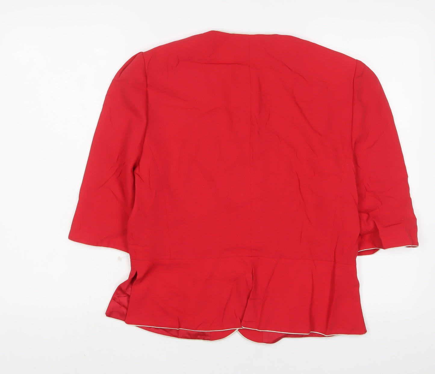 Hardob Womens Red Jacket Blazer Size 14 Button - Embroidered