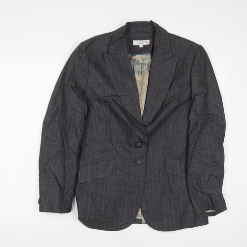 NEXT Womens Grey Striped Jacket Blazer Size 16 Button