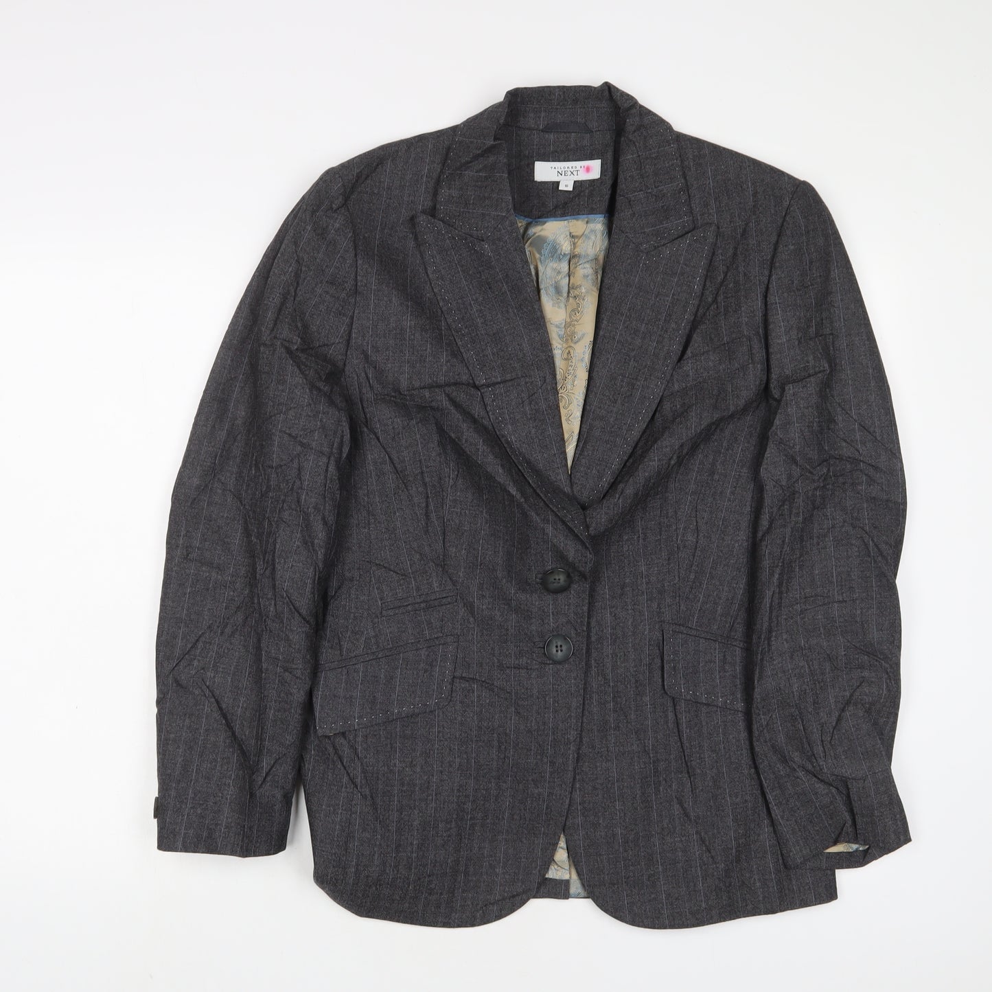NEXT Womens Grey Striped Jacket Blazer Size 16 Button