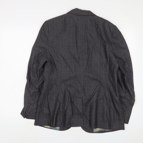 NEXT Womens Grey Striped Jacket Blazer Size 16 Button