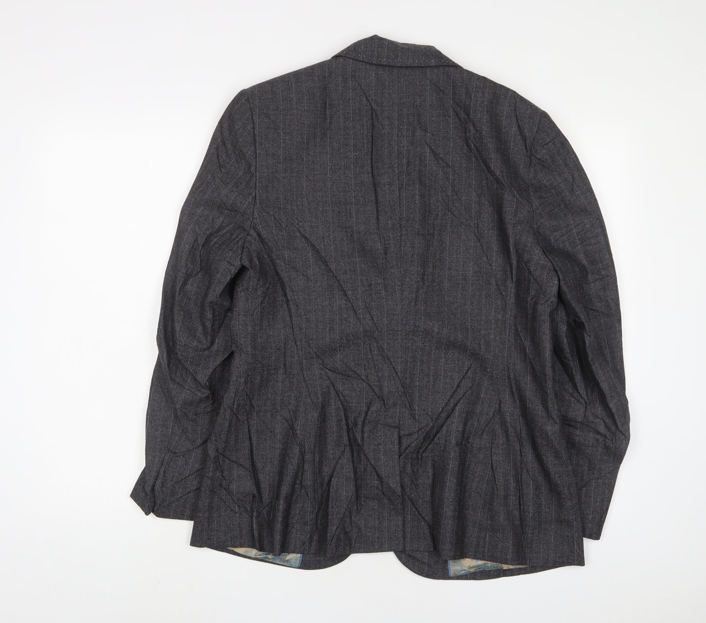 NEXT Womens Grey Striped Jacket Blazer Size 16 Button