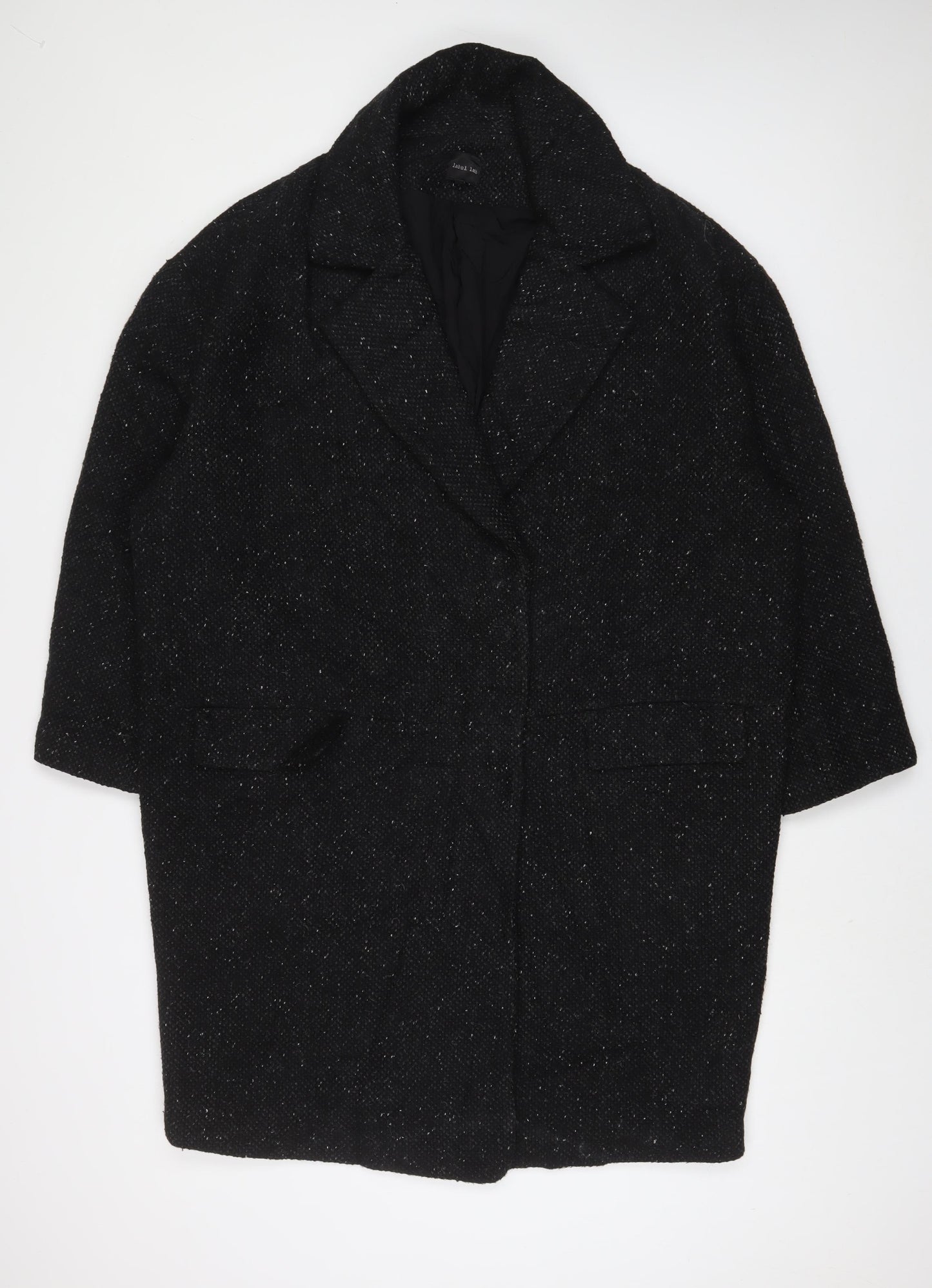 Label Lab Womens Black Overcoat Coat Size 18 Button