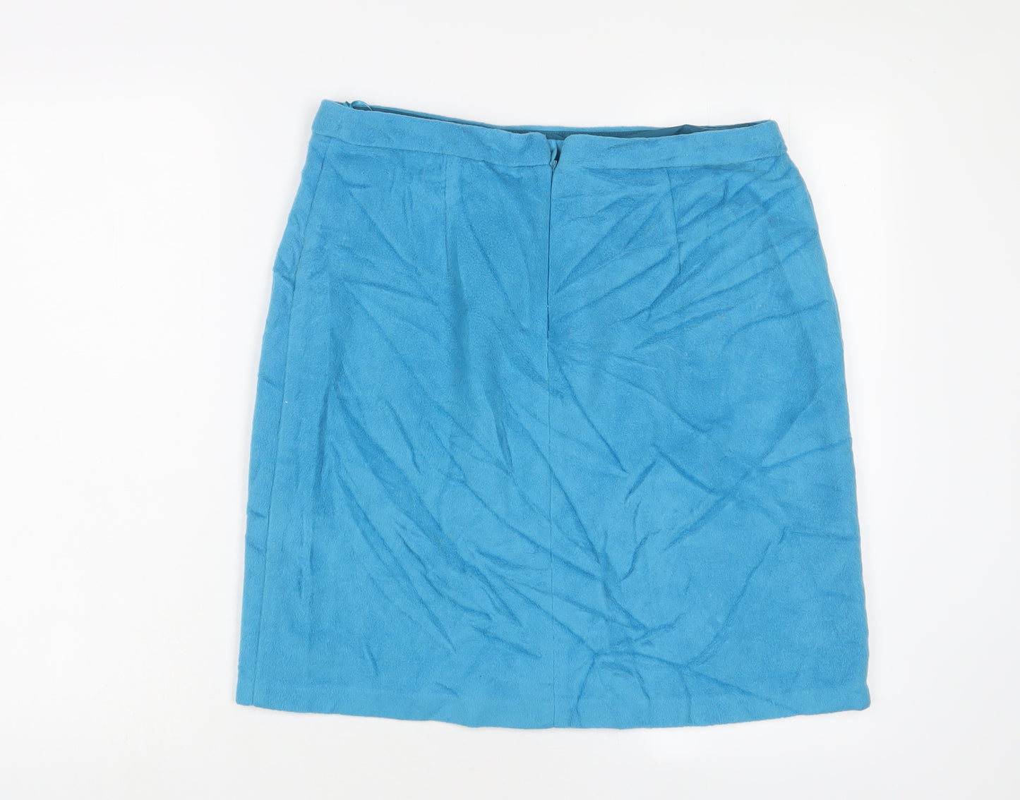 Marks and Spencer Womens Blue Wool A-Line Skirt Size 14 Zip - Zips