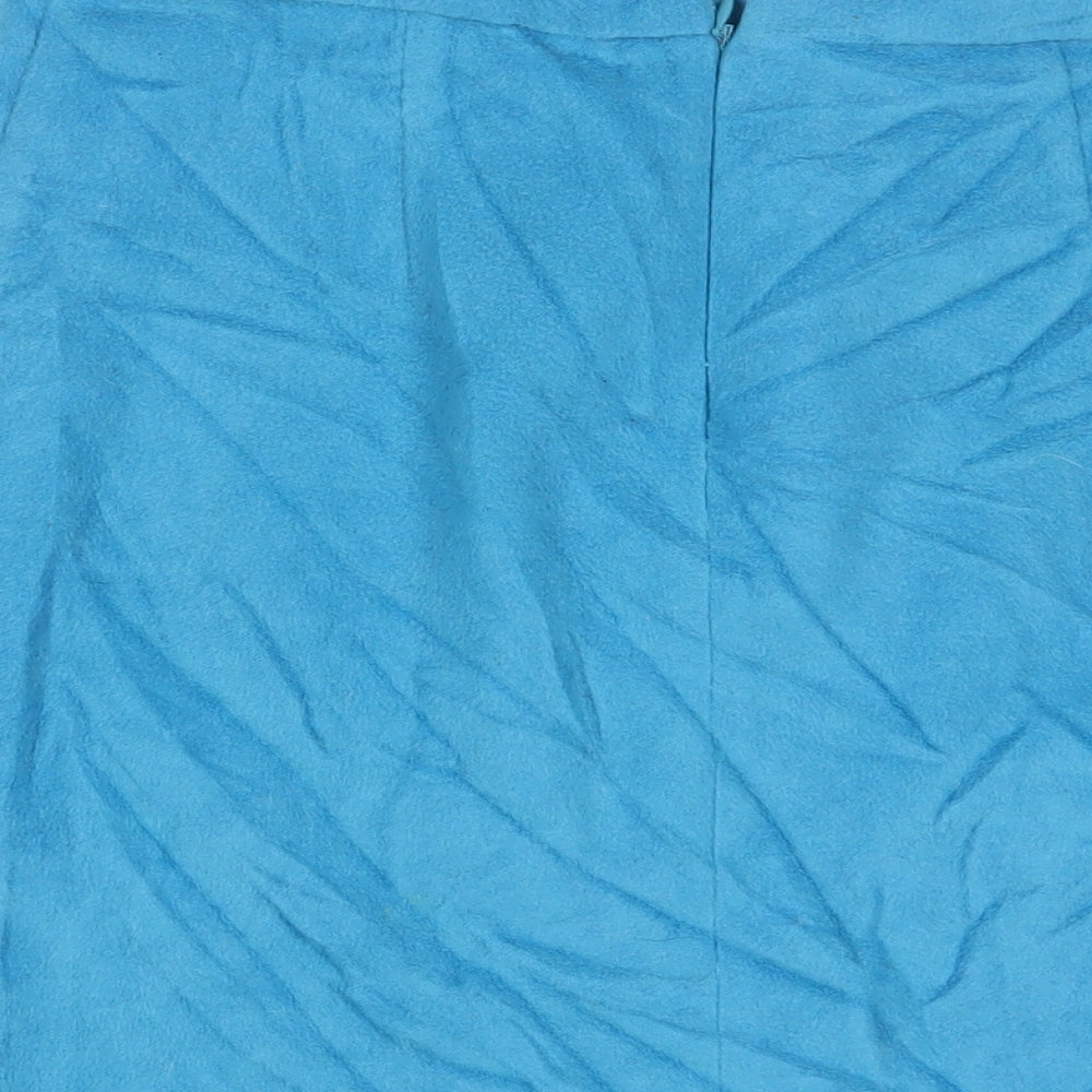 Marks and Spencer Womens Blue Wool A-Line Skirt Size 14 Zip - Zips