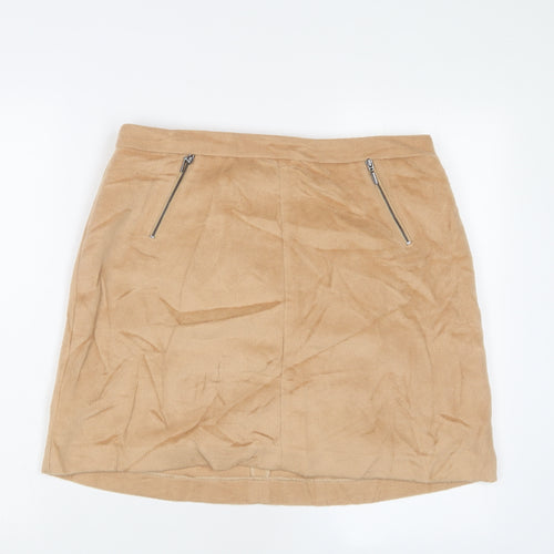 Marks and Spencer Womens Brown Wool A-Line Skirt Size 14 Zip