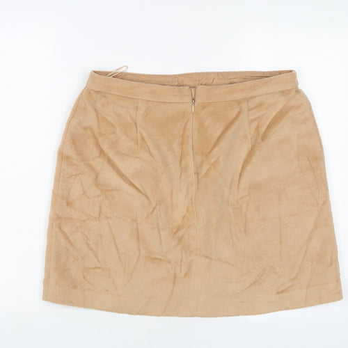 Marks and Spencer Womens Brown Wool A-Line Skirt Size 14 Zip