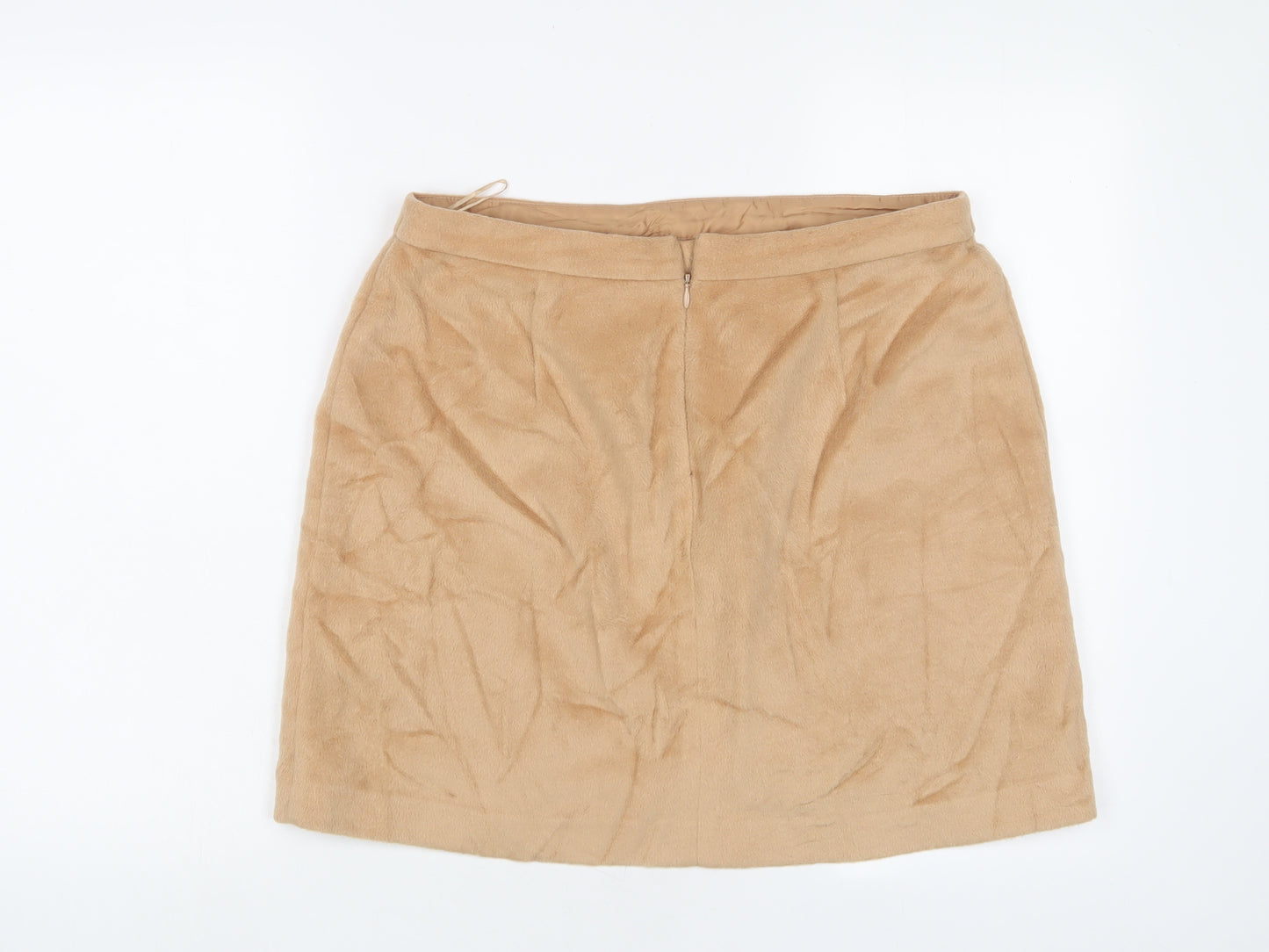 Marks and Spencer Womens Brown Wool A-Line Skirt Size 14 Zip