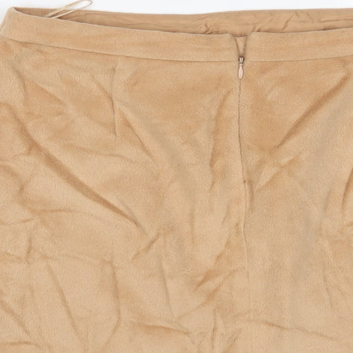 Marks and Spencer Womens Brown Wool A-Line Skirt Size 14 Zip