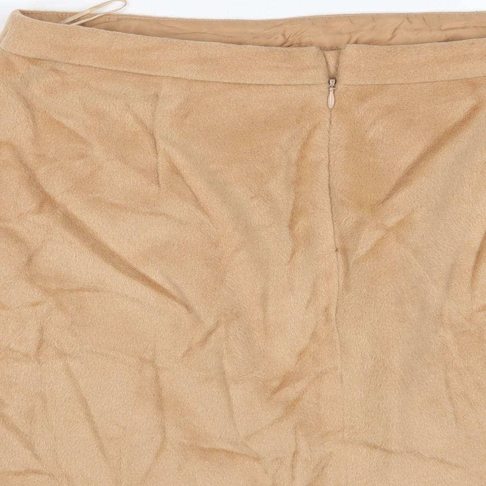Marks and Spencer Womens Brown Wool A-Line Skirt Size 14 Zip