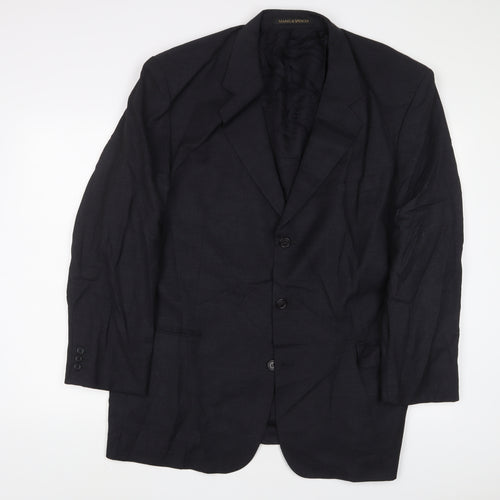 Marks and Spencer Mens Black Wool Jacket Suit Jacket Size 46 Regular