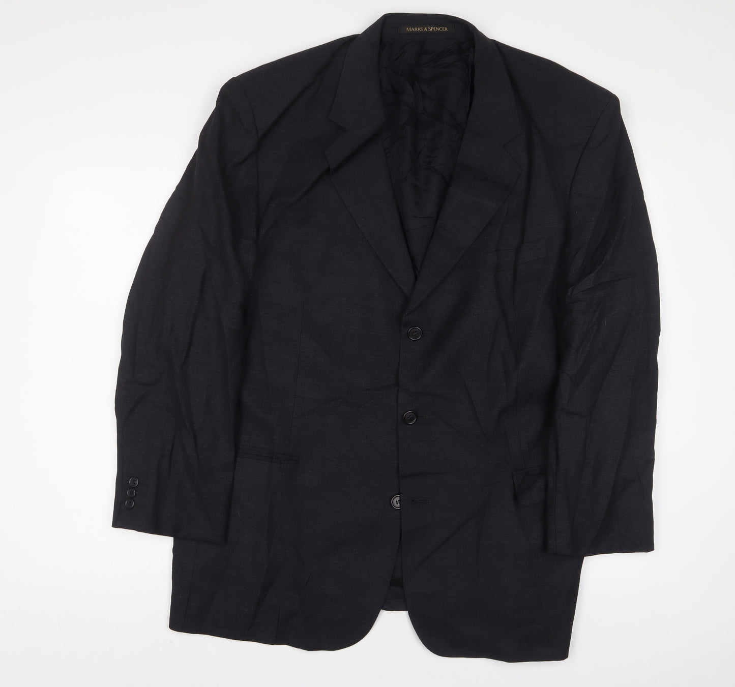 Marks and Spencer Mens Black Wool Jacket Suit Jacket Size 46 Regular