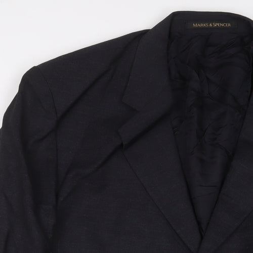 Marks and Spencer Mens Black Wool Jacket Suit Jacket Size 46 Regular