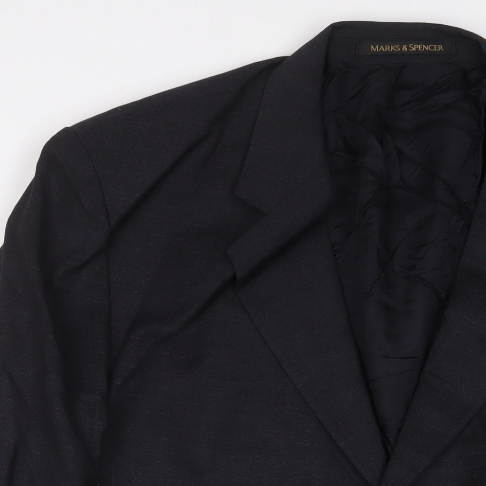 Marks and Spencer Mens Black Wool Jacket Suit Jacket Size 46 Regular