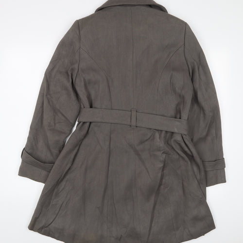 Marks and Spencer Womens Grey Overcoat Coat Size 14 Button - Belted