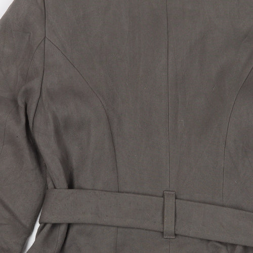 Marks and Spencer Womens Grey Overcoat Coat Size 14 Button - Belted