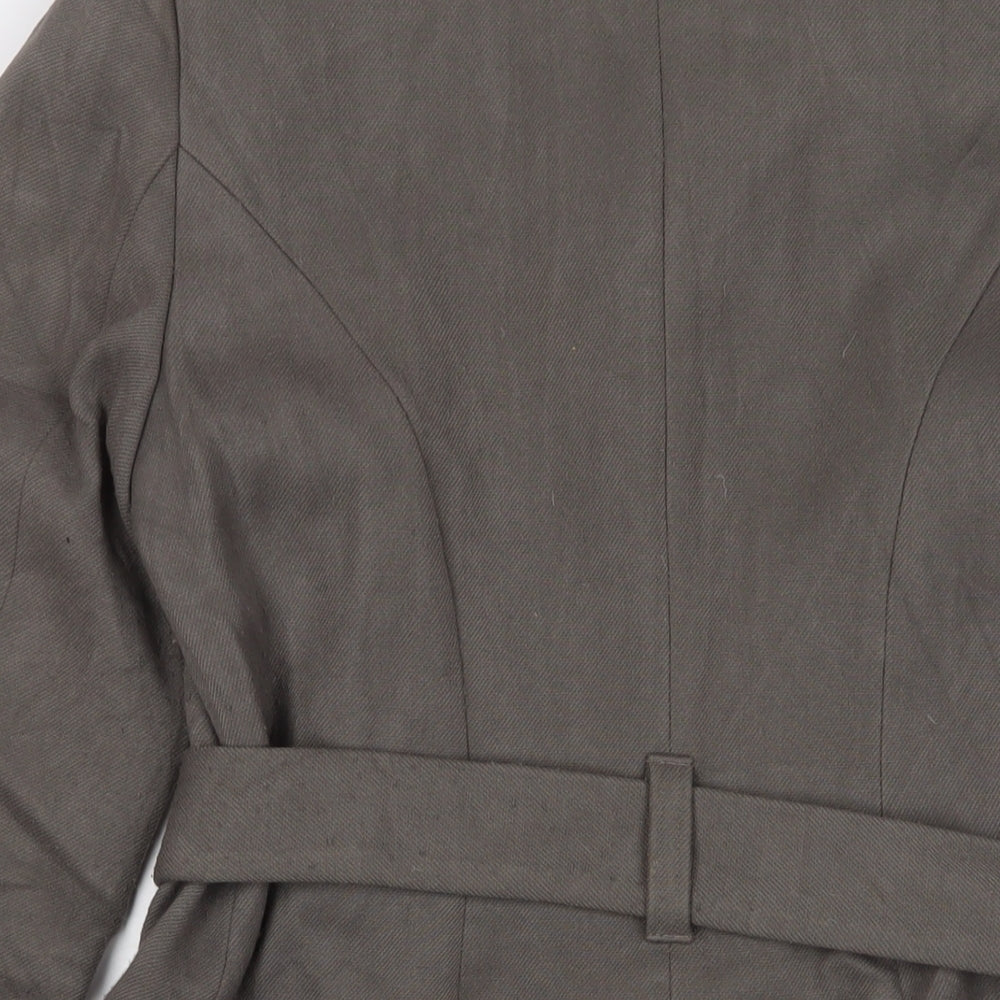 Marks and Spencer Womens Grey Overcoat Coat Size 14 Button - Belted