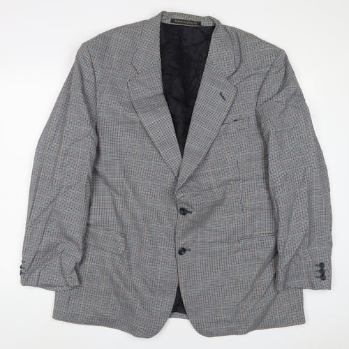 Marks and Spencer Mens Grey Plaid Wool Jacket Suit Jacket Size 46 Regular