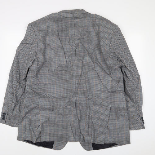 Marks and Spencer Mens Grey Plaid Wool Jacket Suit Jacket Size 46 Regular