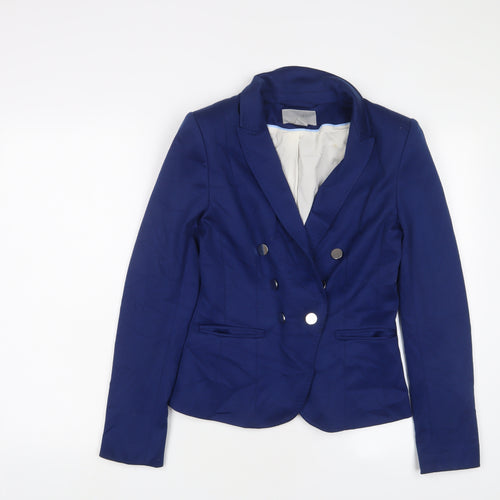H&M Womens Blue Jacket Blazer Size 10 Button