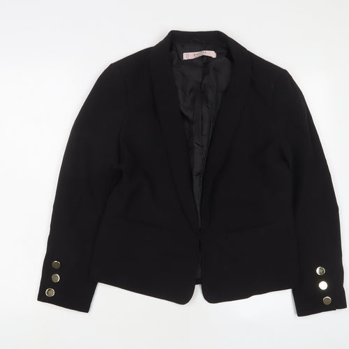 Miss Selfridge Womens Black Jacket Blazer Size 12 Hook & Eye