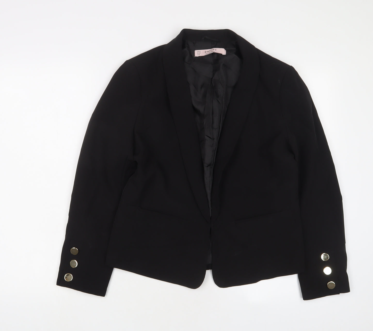Miss Selfridge Womens Black Jacket Blazer Size 12 Hook & Eye